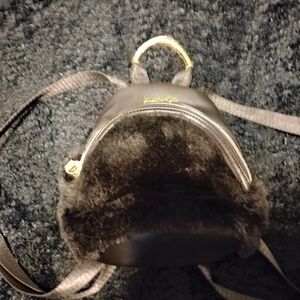 Kendal And Kylie Black Faux Fur Mini Backpack